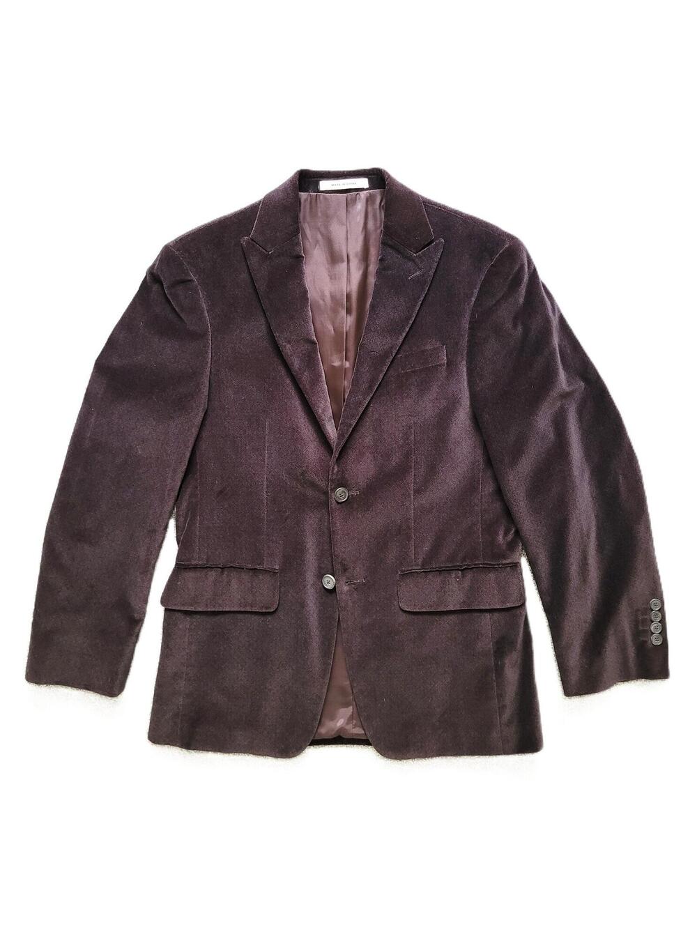 Kenneth Cole New York Sport Coat Blazer Men's 40R Brown Burgundy Patterned